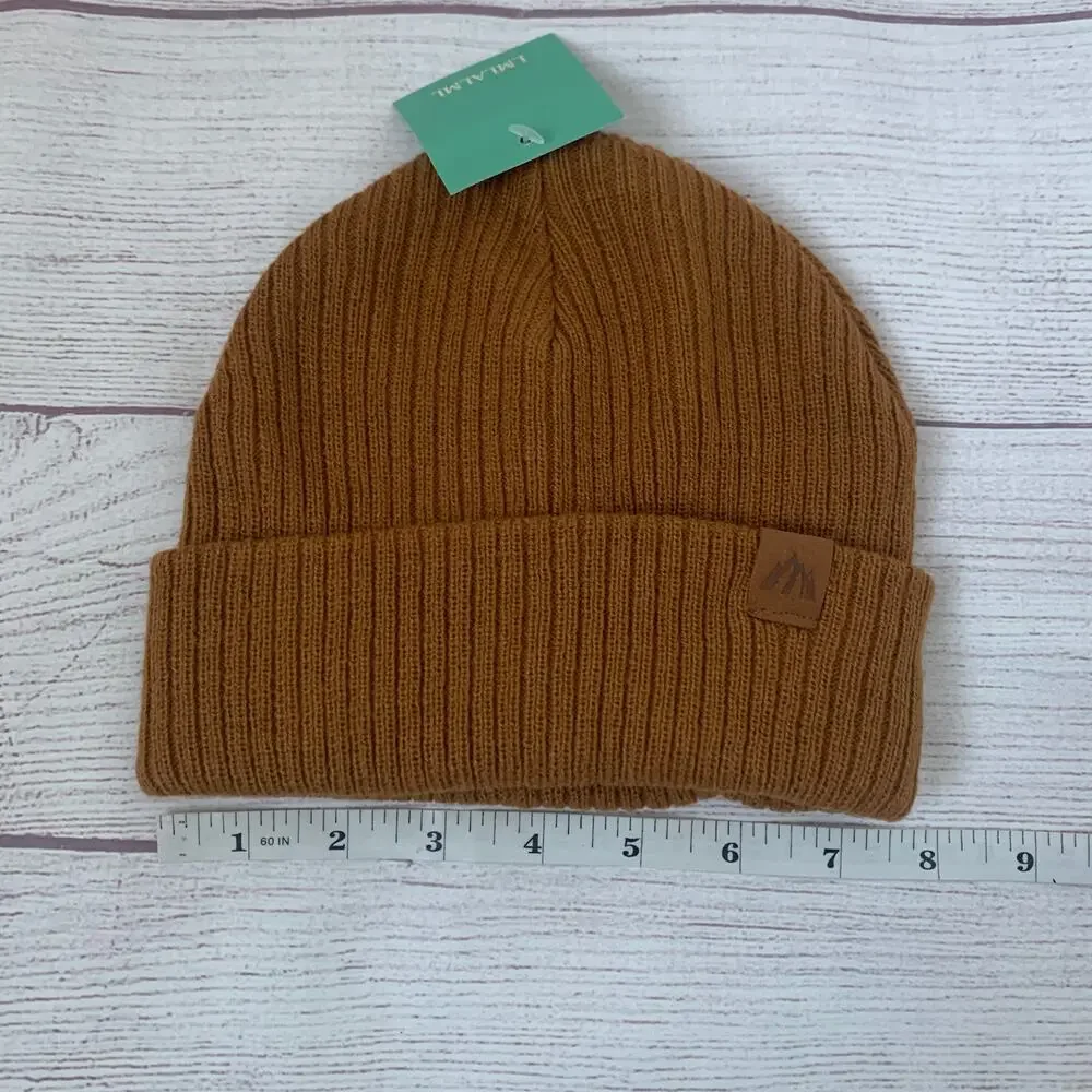 LMLALML Boys Brown Beanie Hat Ribbed Winter Stocking Hat Size Small
